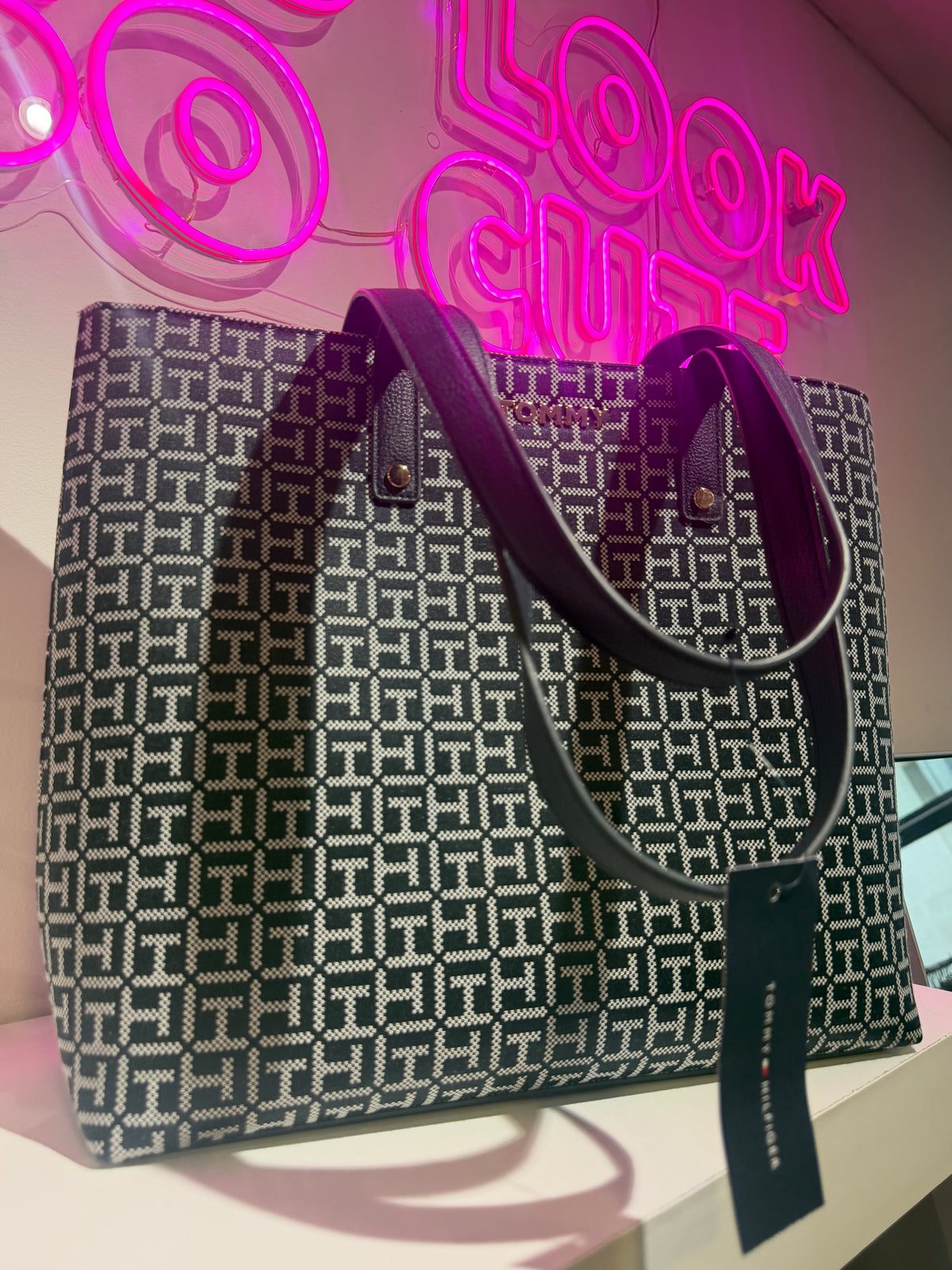 Bolso Tommy Hilfiger tote monograma azul